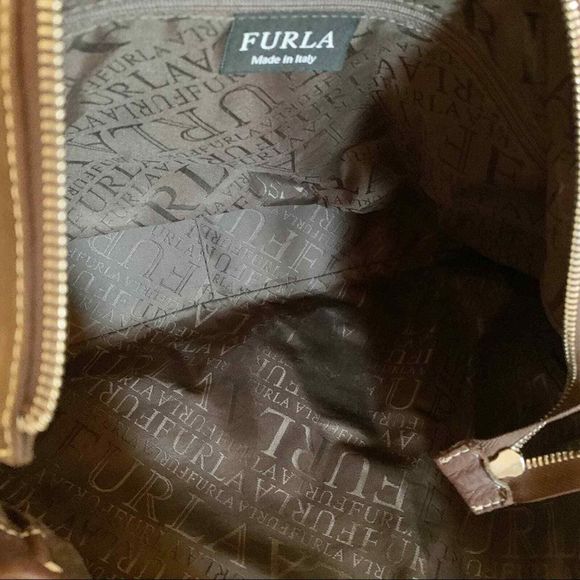 FURLA Leather Hand Bag Brown Purse Shoulder Clutch - Picture 4 of 8